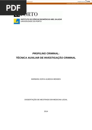 Profiling Criminal: Técnica auxiliar de investigação criminal